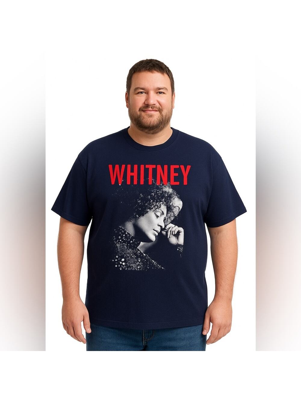 Official Licensed Whitney Houston Graphic Black Band Tee Big & Tall Size 2XL